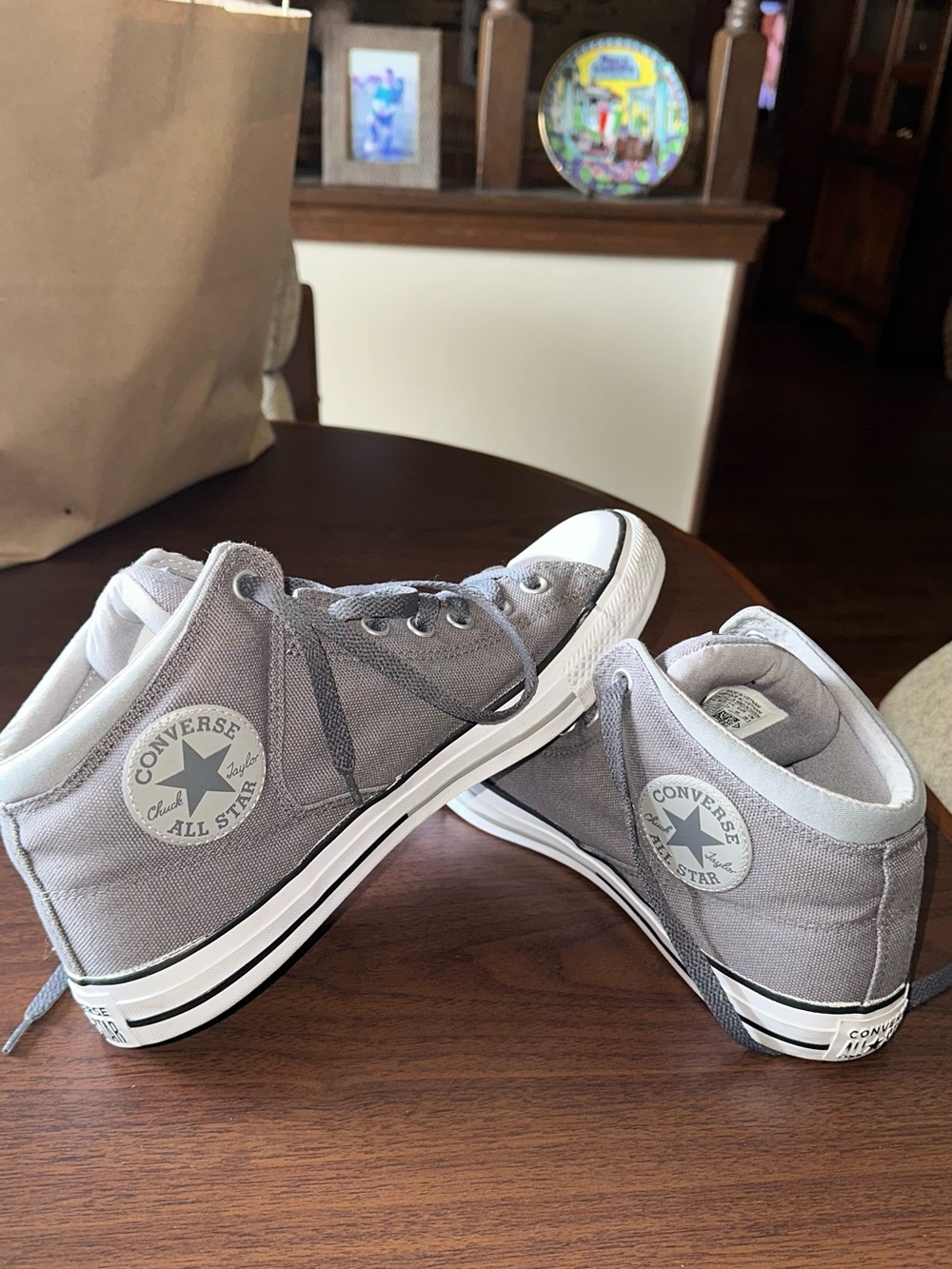 Converse Gray High Top Sneakers with White Soles